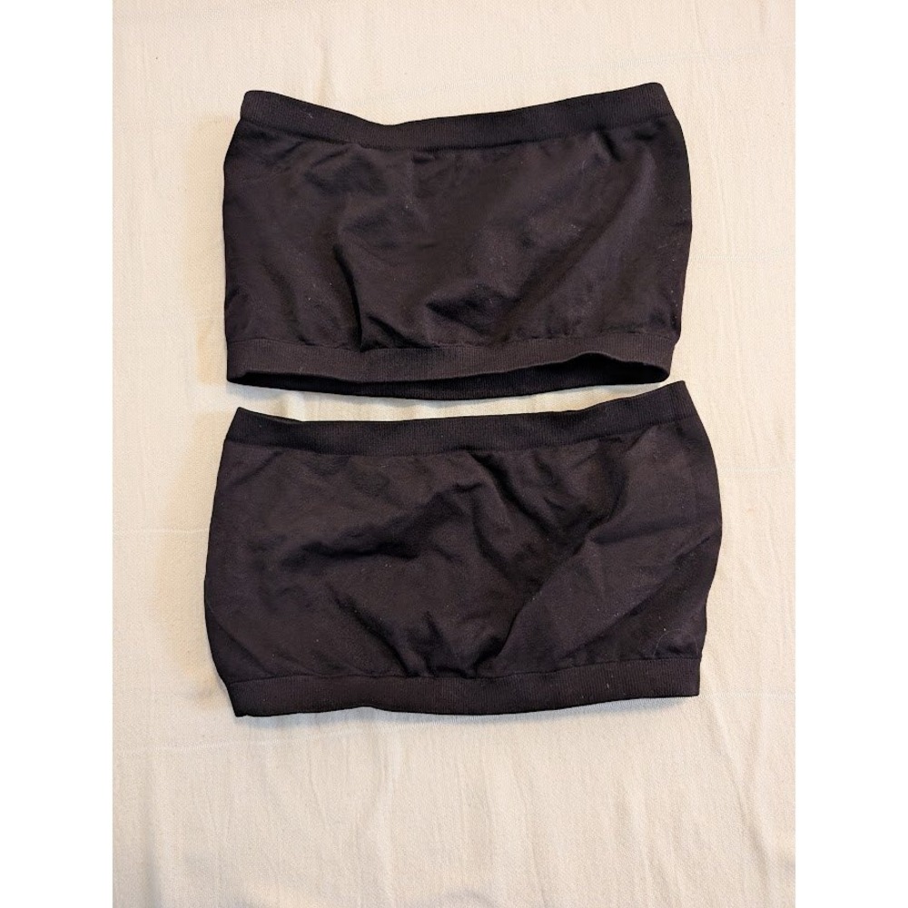 Full Tilt‎ Seamless Black Tube Top One Size Stretchy Bandeau Bra Set of 2